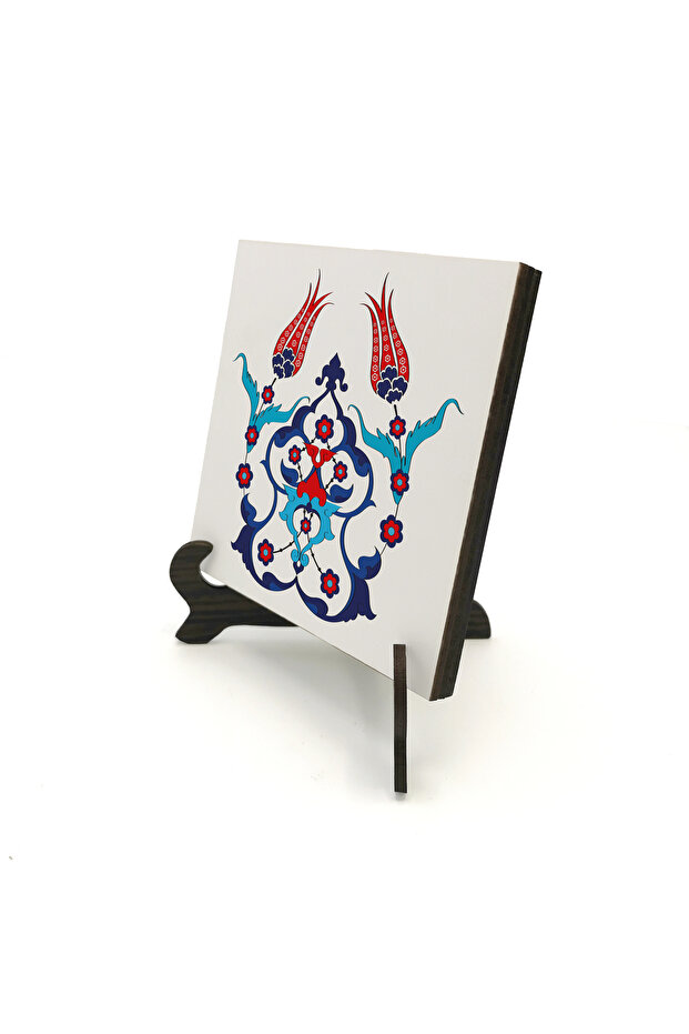 Ottoman Iznik Tile Pattern Printed Wooden Tabletop