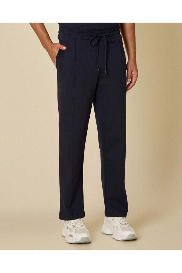 Men Navy Plain Track Pants