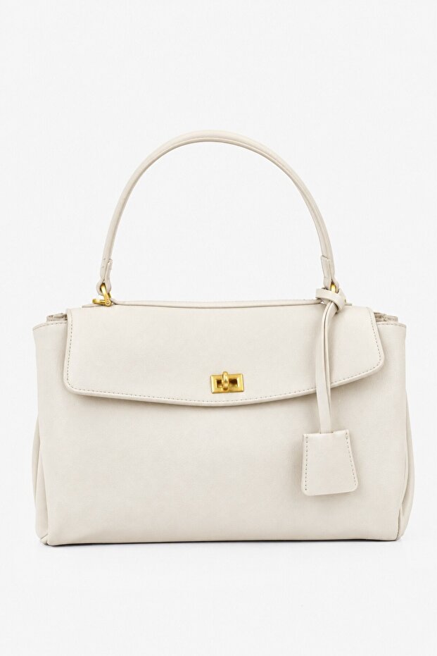 Nessa Faux Leather Shoulder Bag with Lock Detail