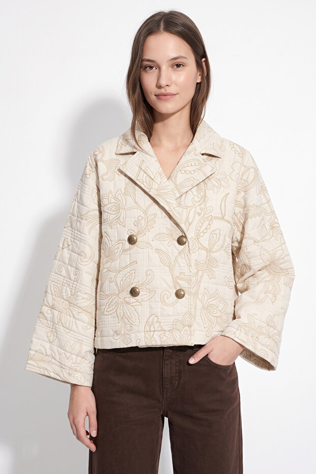Printed Quilted Jacket 202704 - Stone