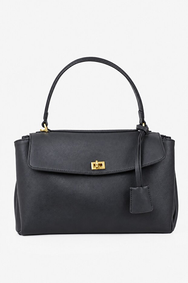 Nessa Faux Leather Shoulder Bag with Lock Detail