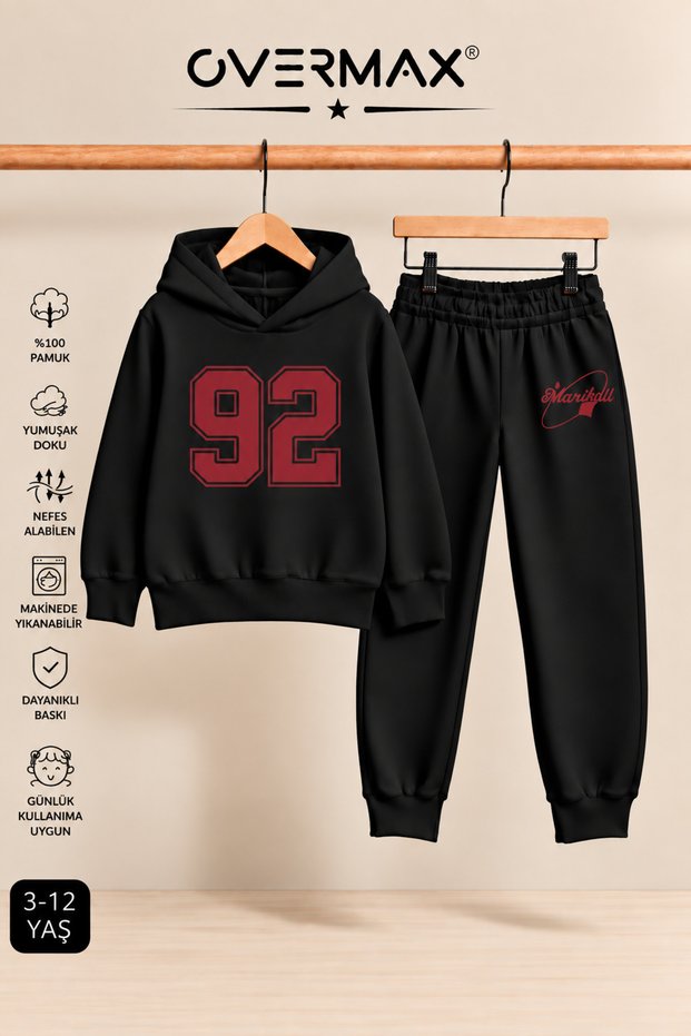 92 Printed Children's Hooded Sweatshirt Tracksuit Set - Ages 3-12
