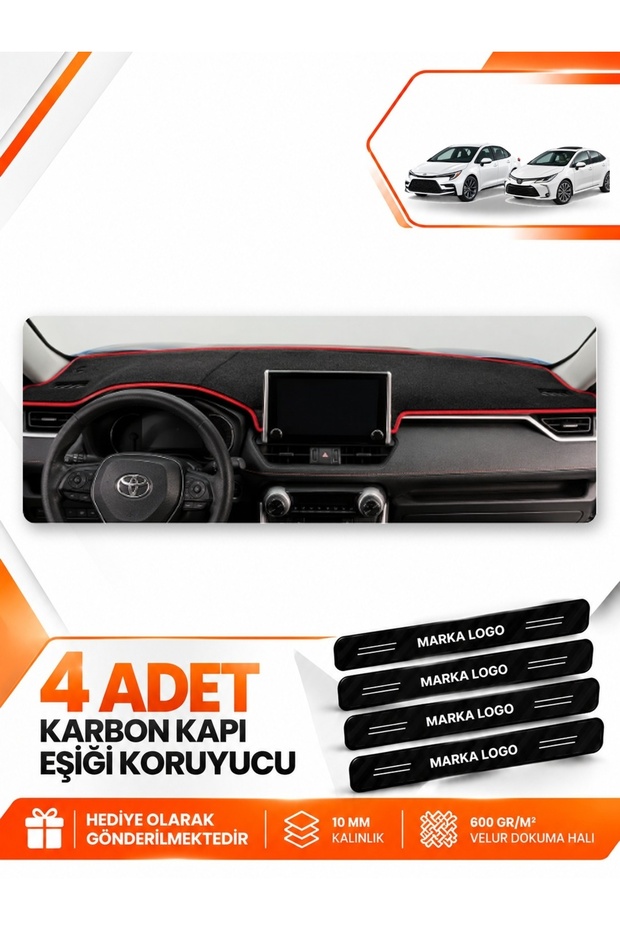 Toyota Corolla E210 with Ghost Indicator (2018-2026) Compatible Dashboard Cover - Black-Red - To017