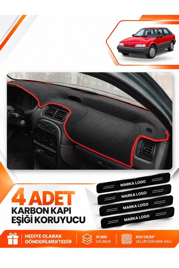 Rover 214 (1989-1999) Compatible Front Torpedo Protection Protective Case Carpet Cover - Black-Red - Ro001