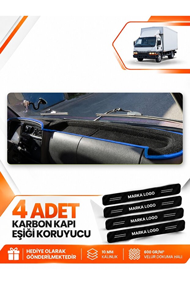 Mitsubishi Canter Fe639 (1996-2005) Compatible Front Torpedo Protection Cover - Black-Blue - Mi002