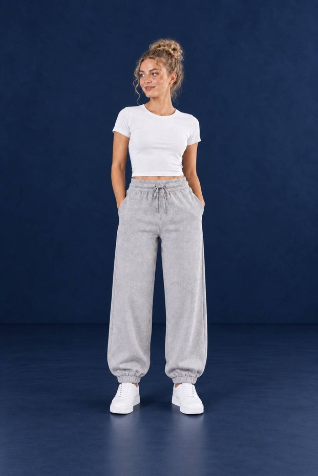Gray Rubber-Trimmed Sweatpants