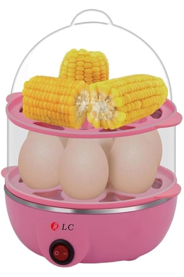 Double-Layer Rapid Electric Egg Steamer Multi-functional Cooker (Pink) | جهاز بخار البيض الكهرب