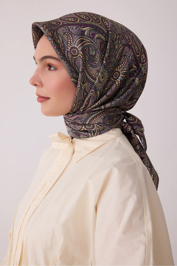 Ethnic Patterned 100% Twill Silk Scarf 4404D