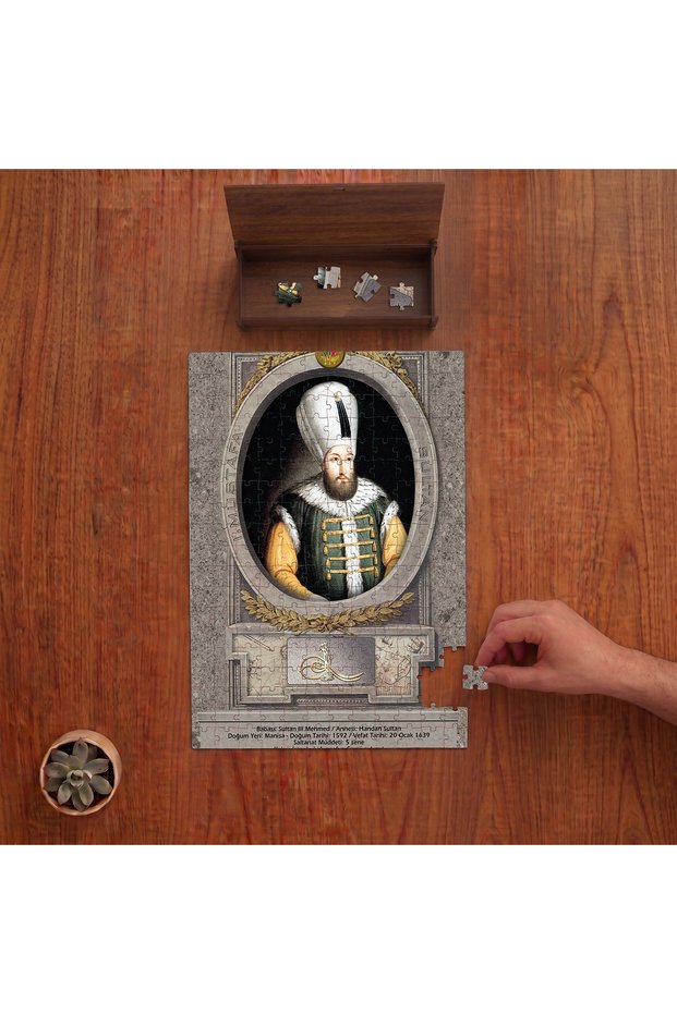 Sultan I. Mustafa - Ottoman Sultans Design 240 Piece Wooden Puzzle in Wooden Box Pd00205