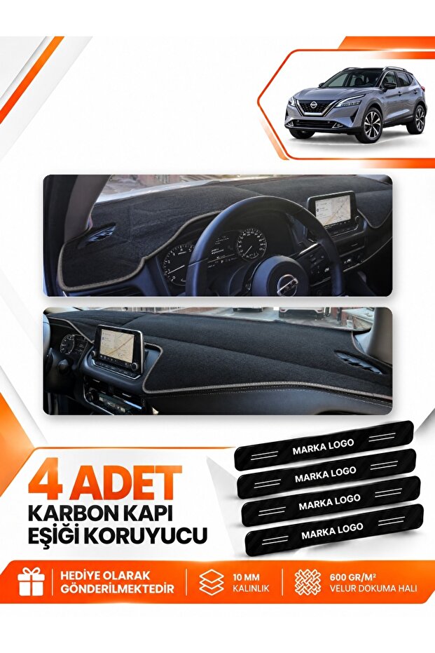 Nissan Qashqai (2021-2024) Compatible Front Chest Glove Box Protection Mat - Black-Grey - Ni021