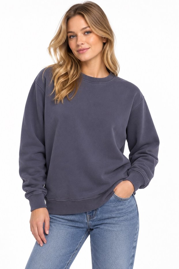 3 Ip Women's Crew Neck Sweatshirt (Soft Puff Fabric) Smoked Gray Brown Black Stone