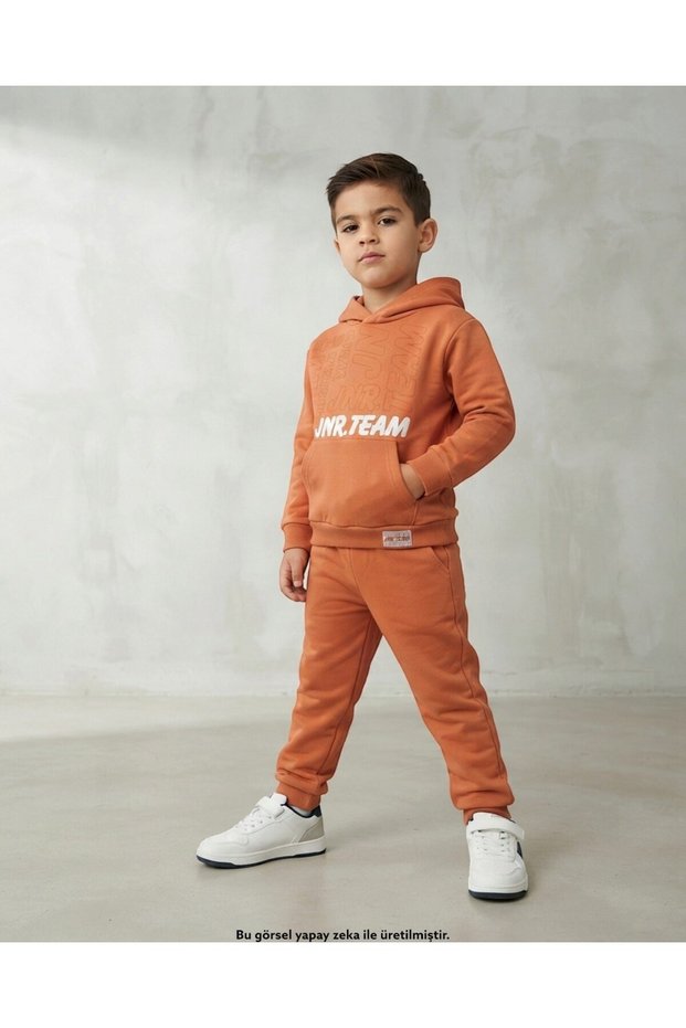 Boy's Seasonal Printed Hooded Cotton Compact Tracksuit with Bottoms for Ages 2-3-4-5-6