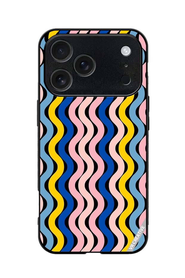 Protective Case Cover For Apple iPhone 17 Pro Max Retro Vintage Waves Groove Design Multicolour