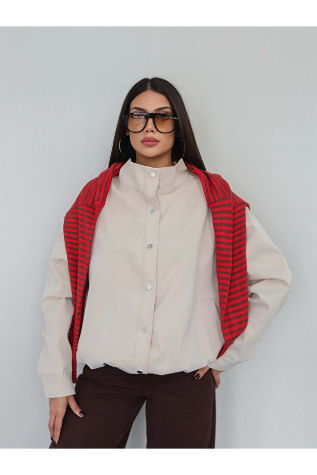 High Collar Oversize Bomber Jacket E.H Collection