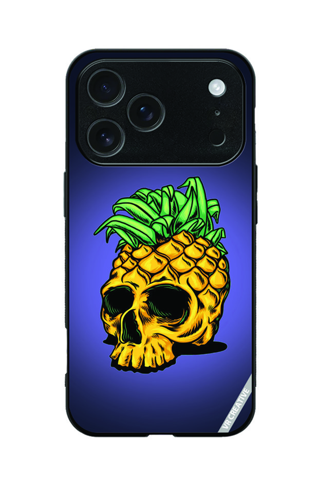 Protective Case Cover For Apple iPhone 17 Pro Max Pineapple Skull Design Multicolour