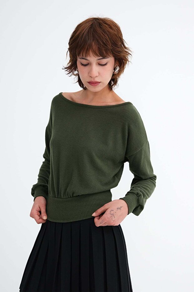 Kayık Neck Blouse P13188