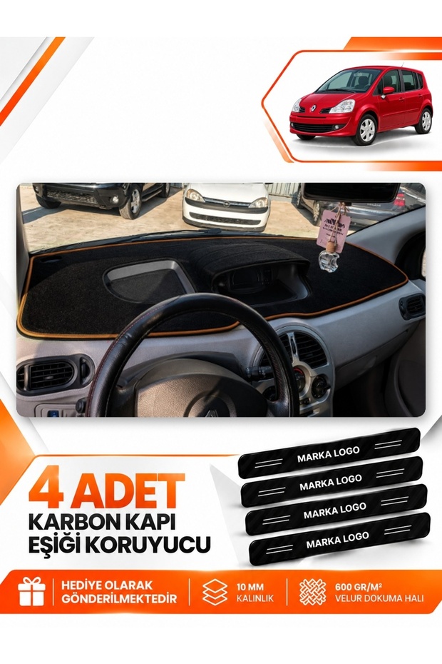 Renault Modus (2004-2012) Compatible Front Glove Box Protection Cover Carpet Cover - Black-Brown - Re042