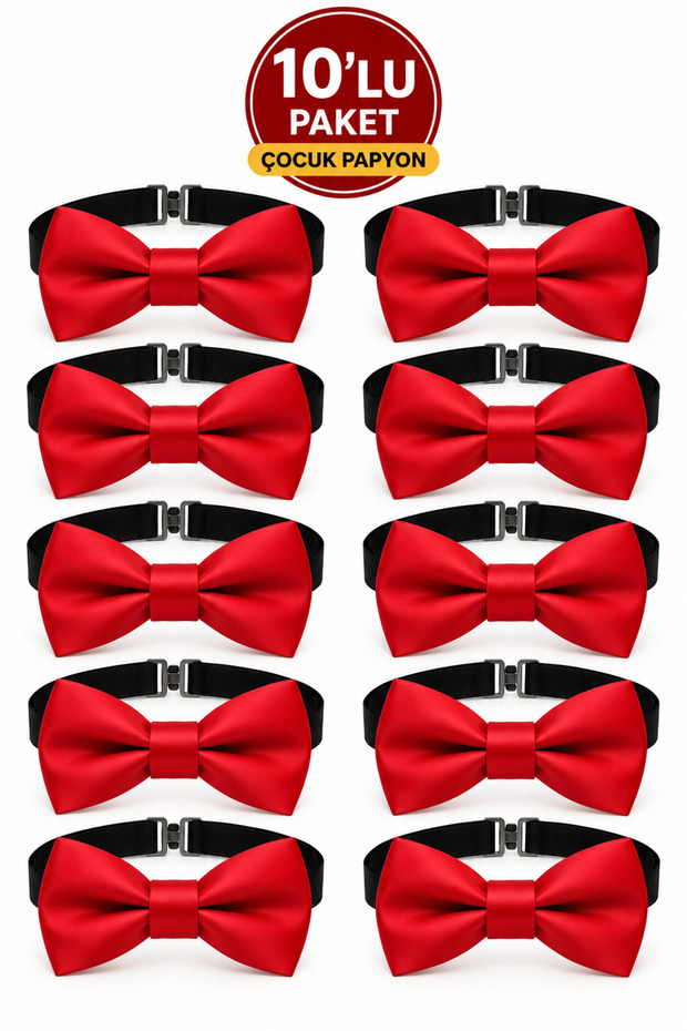Children's Bow Tie 10-Pack Matte Satin with Adjustable Strap