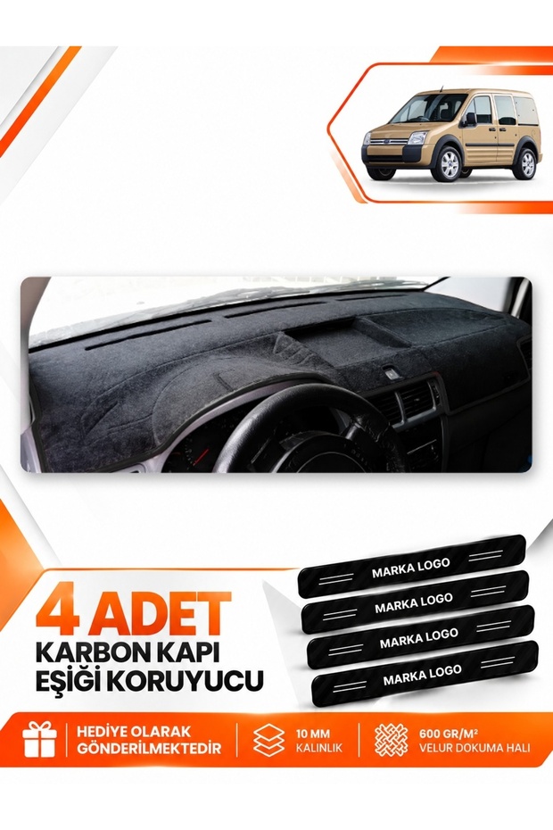 Ford Connect (2002-2008) Compatible Torpedo Protection Protective Case Carpet Cover Chest - Black - Fo016