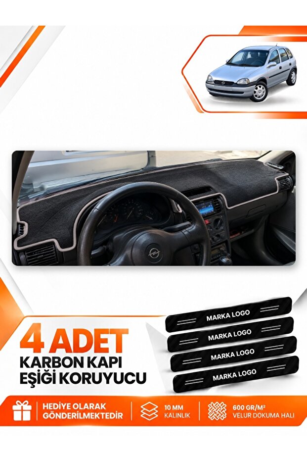 Opel Corsa B (1992-2000) Compatible Front Chest Glove Box Protection Cover Carpet Protector - Black-Grey - Op006