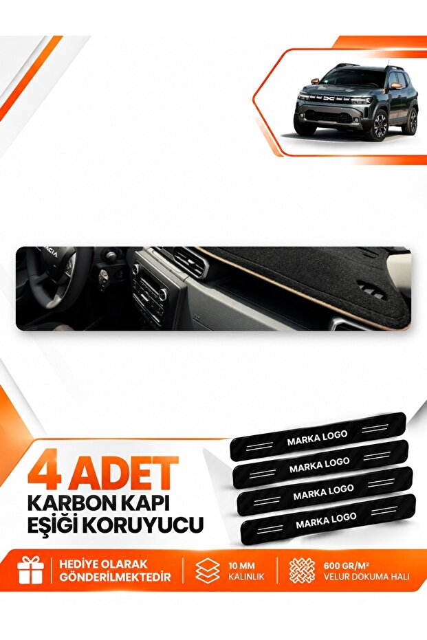 Daci̇a Duster 3 Generation (2024-2026) Compatible Front Cover Torpedo Protection Carpet - Black-Beige - Da011