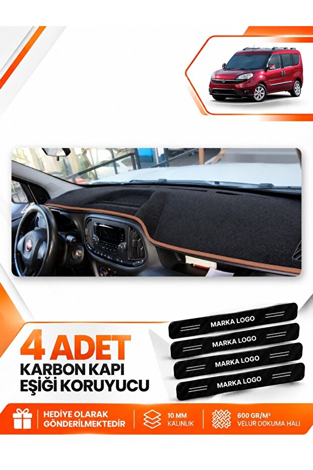 Fi̇at Doblo Fully Closed (2015-2023) Compatible Glove Box Protection Cover - Black-Brown - Ebz-Trp-0153