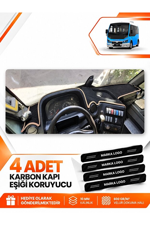 Karsan Jest (2013-2020) Compatible Front Cover Torpedo Protection Case Carpet - Black-Beige - Ebz-Trp-0223