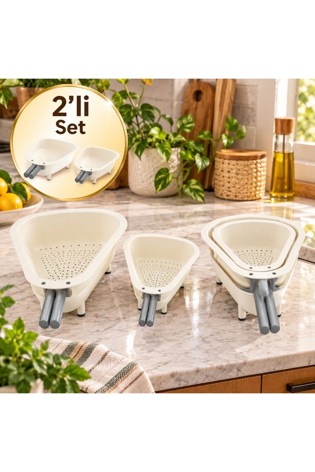 Set of 2 Sink Hanging Strainers – Practical Kitchen Strainer with Hanging Bracket White