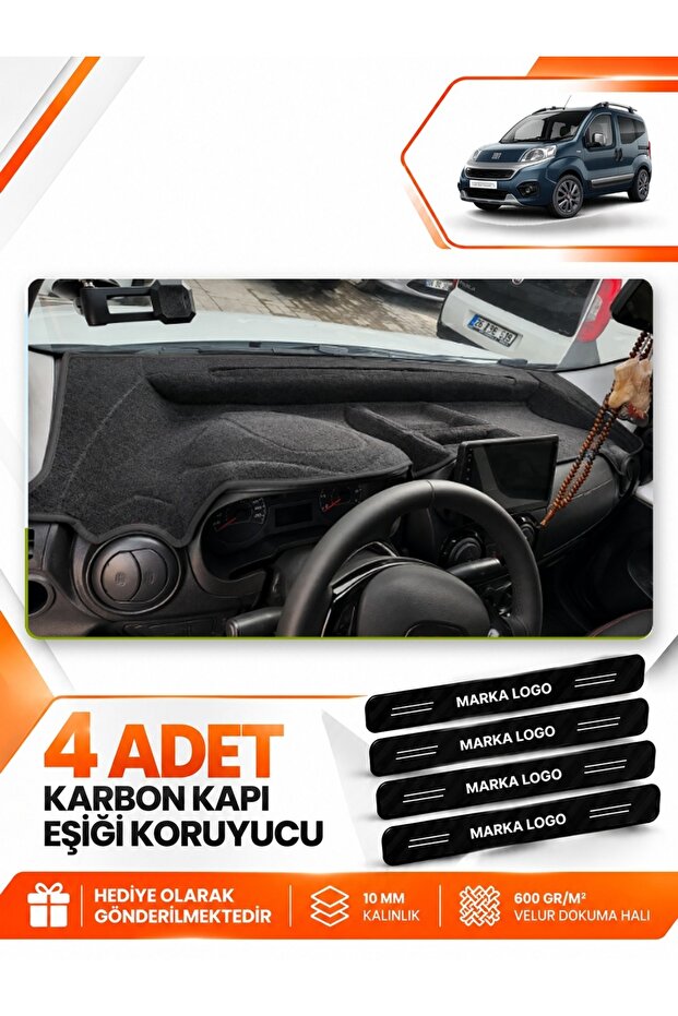 Fi̇at Fi̇ori̇no Fully Closed (2007-2026) Compatible Torpedo Protection Case Carpet Cover - Black - Fi024