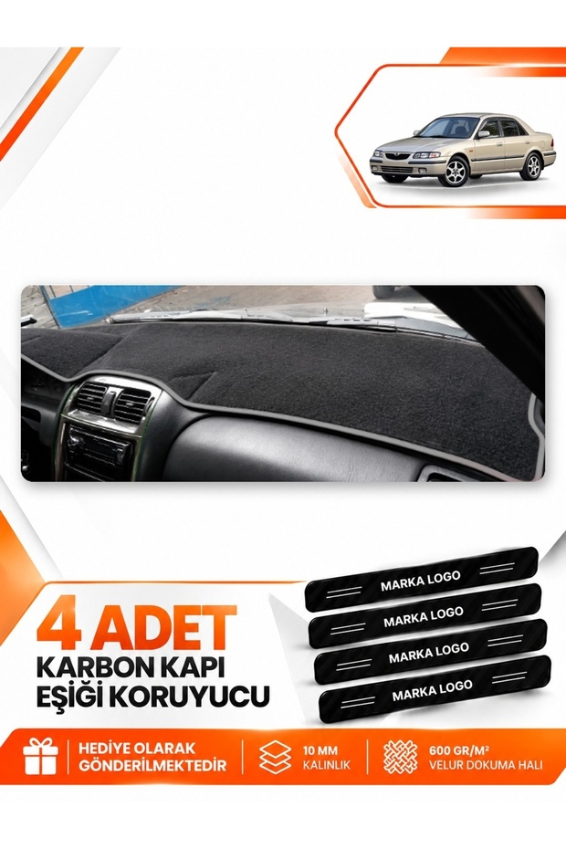 Mazda 626 (1997-2002) Compatible Front Chest Glove Box Protection Cover Carpet Protector - Black-Grey - Ma011