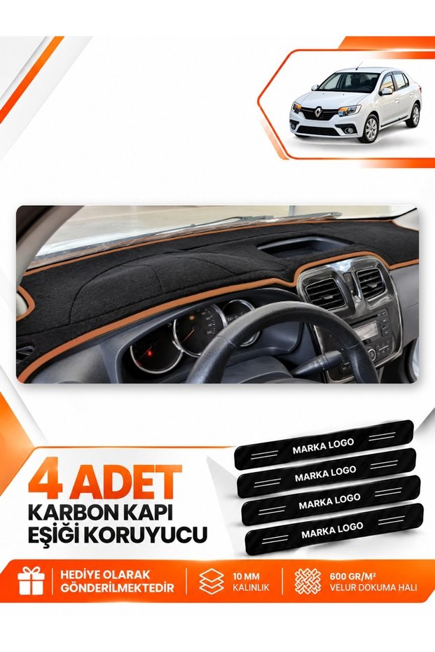 Renault Symbol Short Type 1 (2013-2021) Compatible Glove Box Protection Cover - Black-Brown - Re016