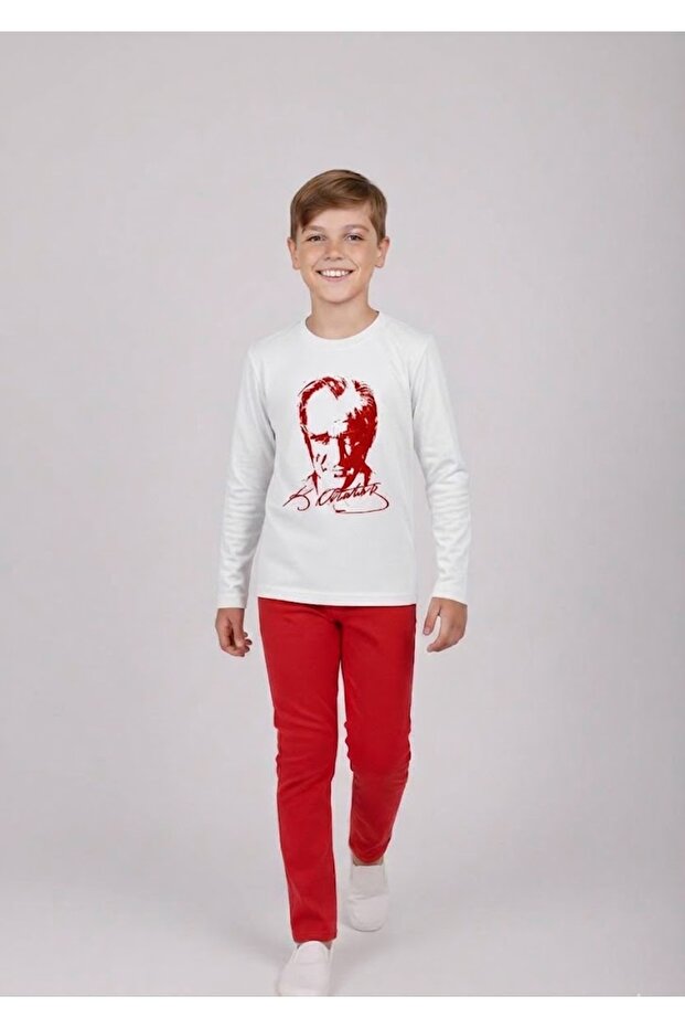 Boy's 23 April - 29 October Performance Outfit Long Sleeve T-Shirt and Inside-Adjusted Pants 2-Piece Set
