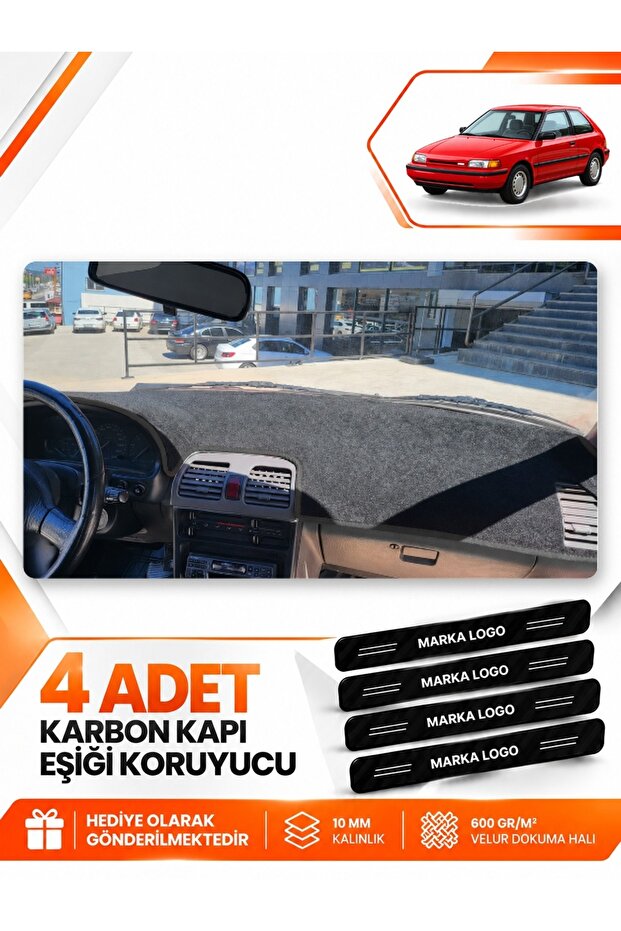 Mazda 323 Hatchback Bg Kasa (1991-1995) Compatible Dashboard Protection Cover Carpet Cover - Black - Ma005