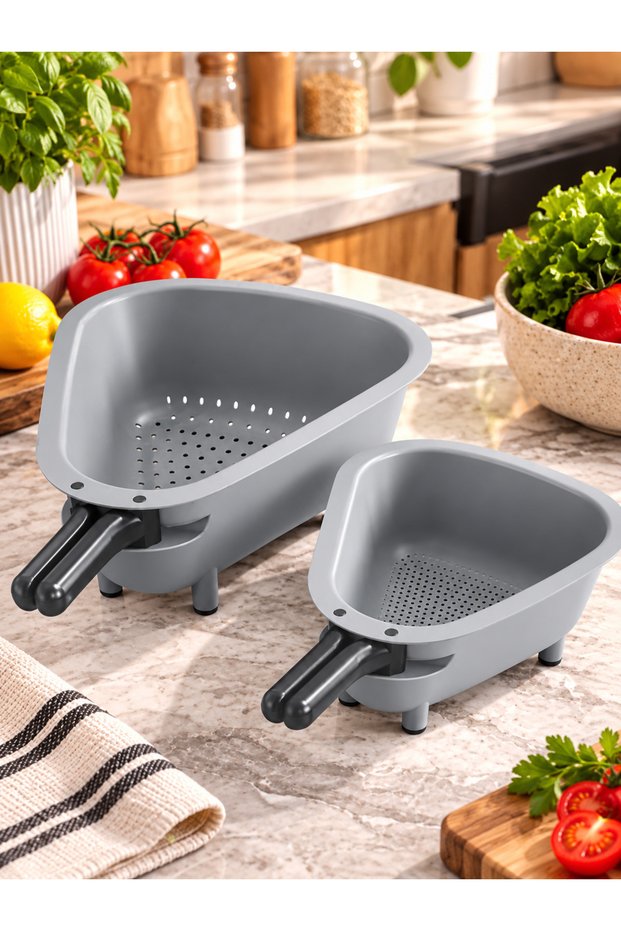 Set of 2 Sink Hanging Strainers – Practical Kitchen Strainer with Hanging Device Gray Color