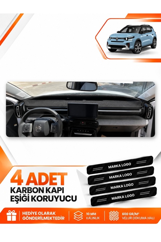 Ci̇troen C3 Ai̇rcross (2023-2026) Compatible Torpedo Protection Protective Case Carpet Cover - Black - Ci020
