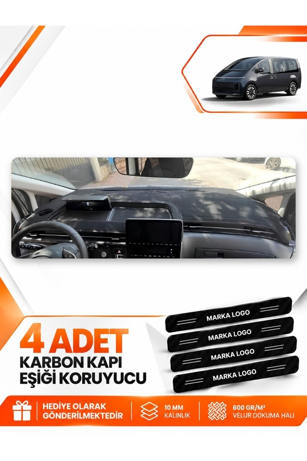 Hyundai Staria (2021-2025) Compatible Front Glove Box Protection Cover Carpet Cover - Black-Red - Hu040