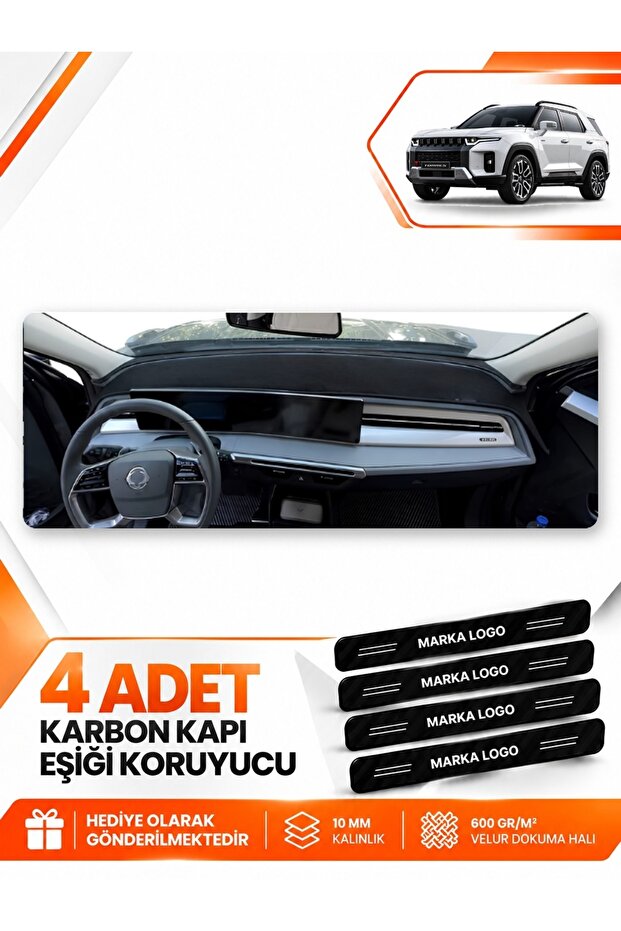Ssangyong Kgm Torres (2023-2026) Compatible Torpedo Protection Case Carpet Cover - Black - Ebz-Trp-0491