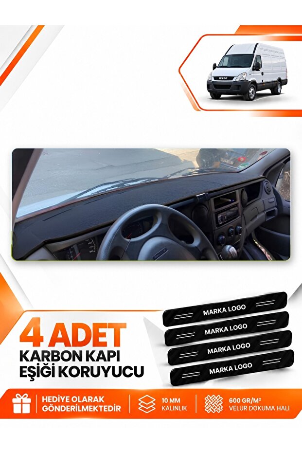 Iveco Daily (2011-2014) Compatible Dashboard Protection Protective Cover Carpet Cover - Black - Iv001