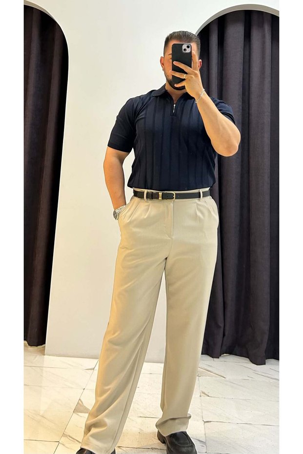 Polo Collar Zippered T-Shirt