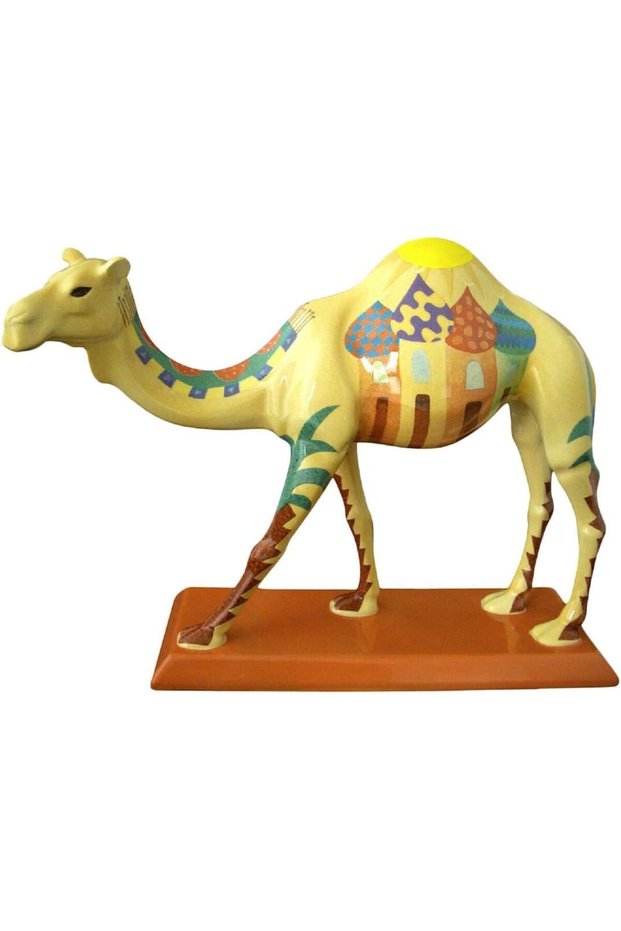 Camel Caravan Arabia Ceramic Multi Color Camel Statue Souvenir from Dubai Handmade Sculpture