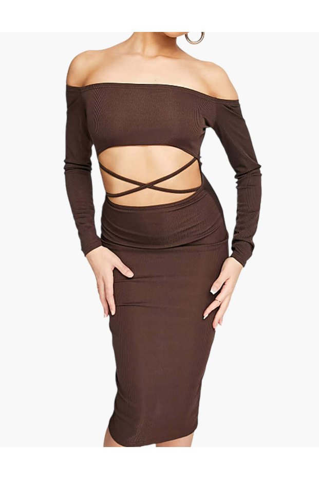 Rochie midi, maro