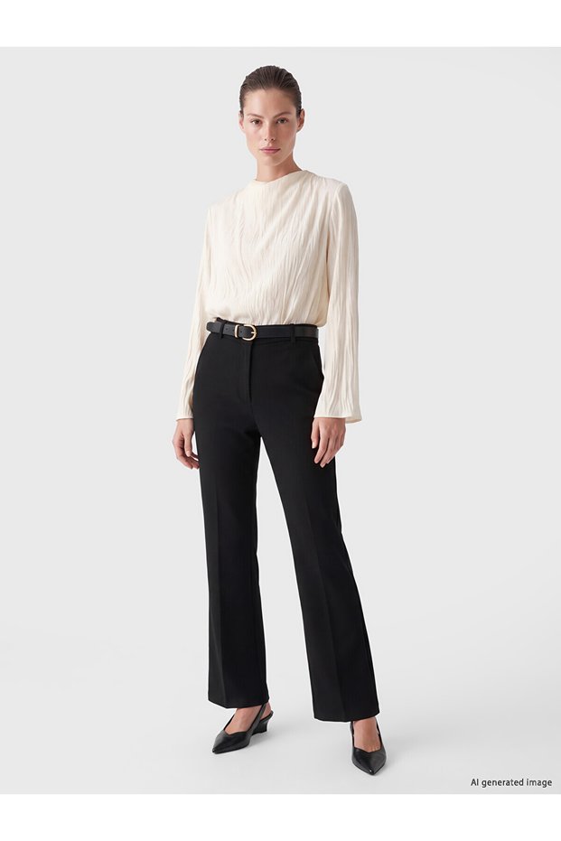 Özmarka New Season Black Belted Women's Trousers