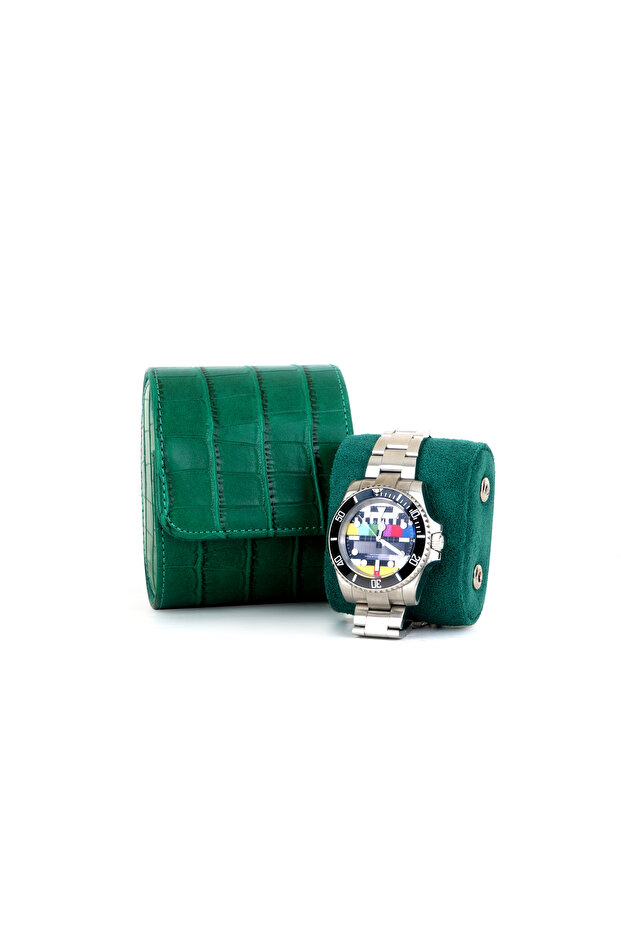 Premium Single Crocodile Leather Watch Box Wristwatch Storage and Carrying Box Padded
