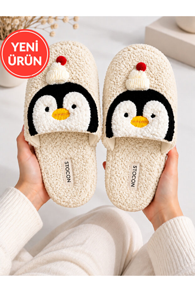 Penguin Non-Slip Sole Winter Women's House Slippers Dowry Slippers Closed Toe Warm Soft House Slippers Stc1371