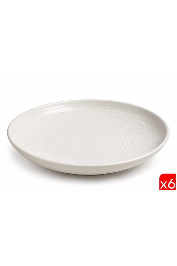 Tabak Evi Ripple Porcelain Gray Salad Plate 24.50 X 26 X 4cm Set of 6