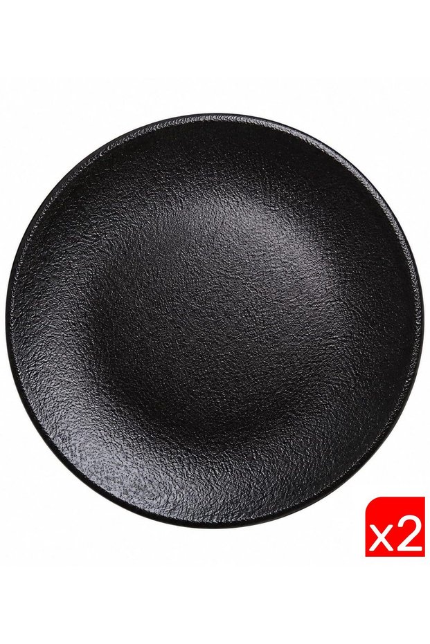Tabak Evi Graphite Porcelain Black Cake Plate 21cm 2 Pieces