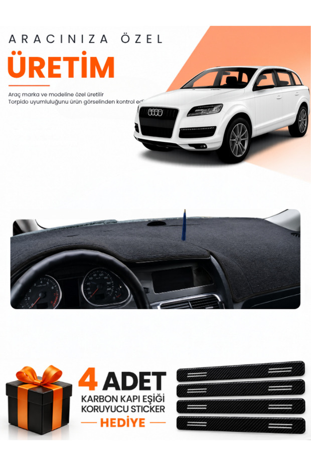 Audi Q7 (2005-2015) Compatible Dashboard Protection Cover Auto Cover - Black - Au005