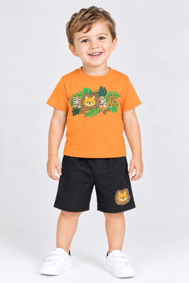 2-Piece Baby Set with Lion Print Shorts