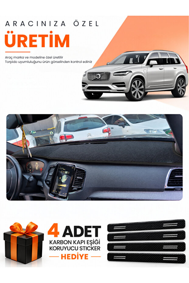 Volvo Xc-90 (2015-2024) Compatible Dashboard Protection Cover Auto Cover - Black - Vo006