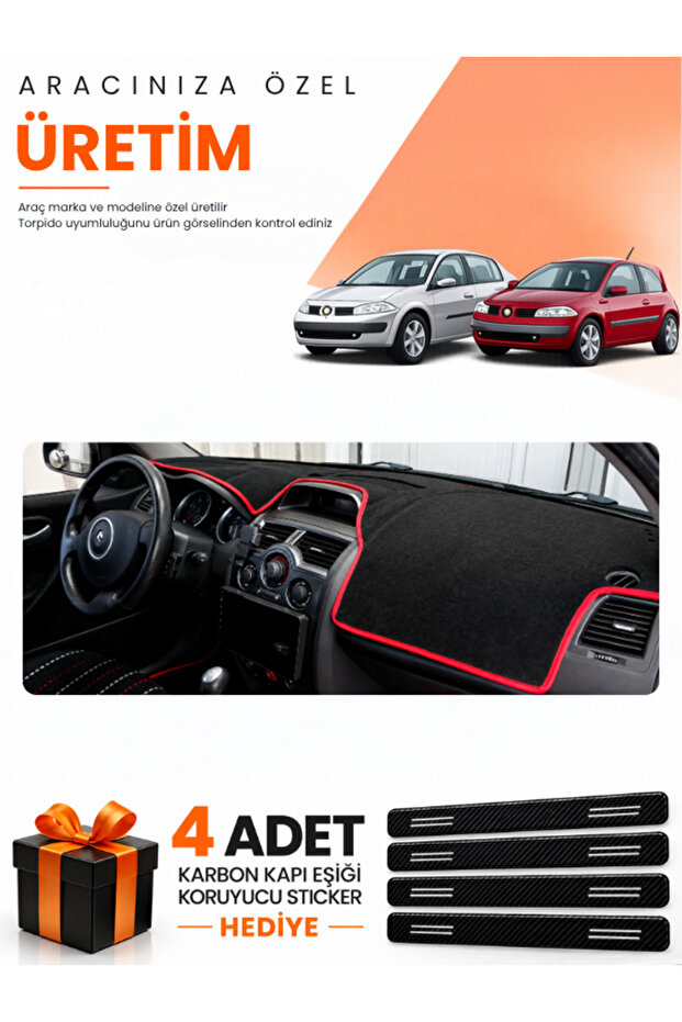 Renault Megane 2 Small Screen (2002-2009) Compatible Torpedo Protection Cover Auto Cover - S.Krmz - Re039